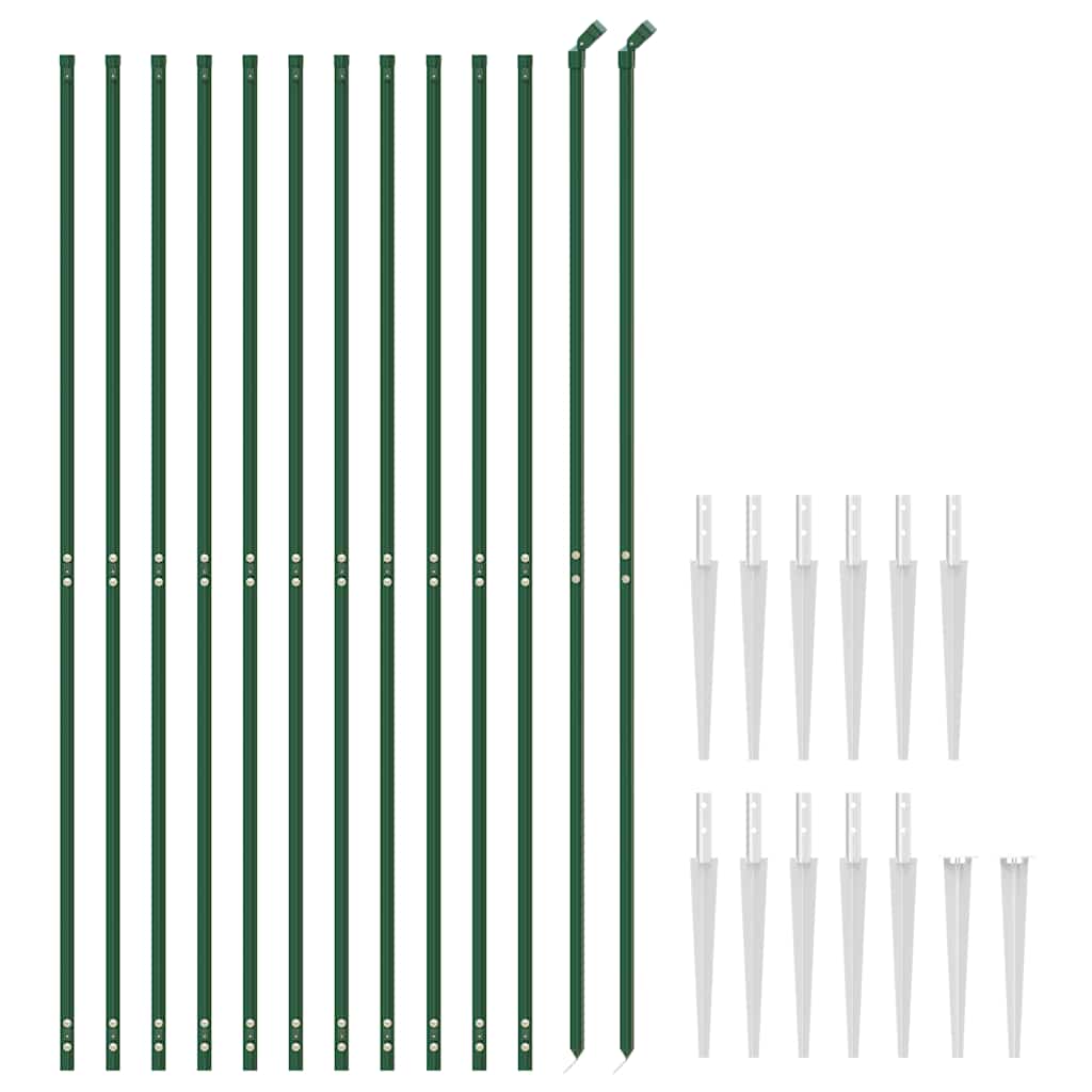 vidaXL Wire Mesh Fence with Spike Anchors Green 2,2x25 m 3