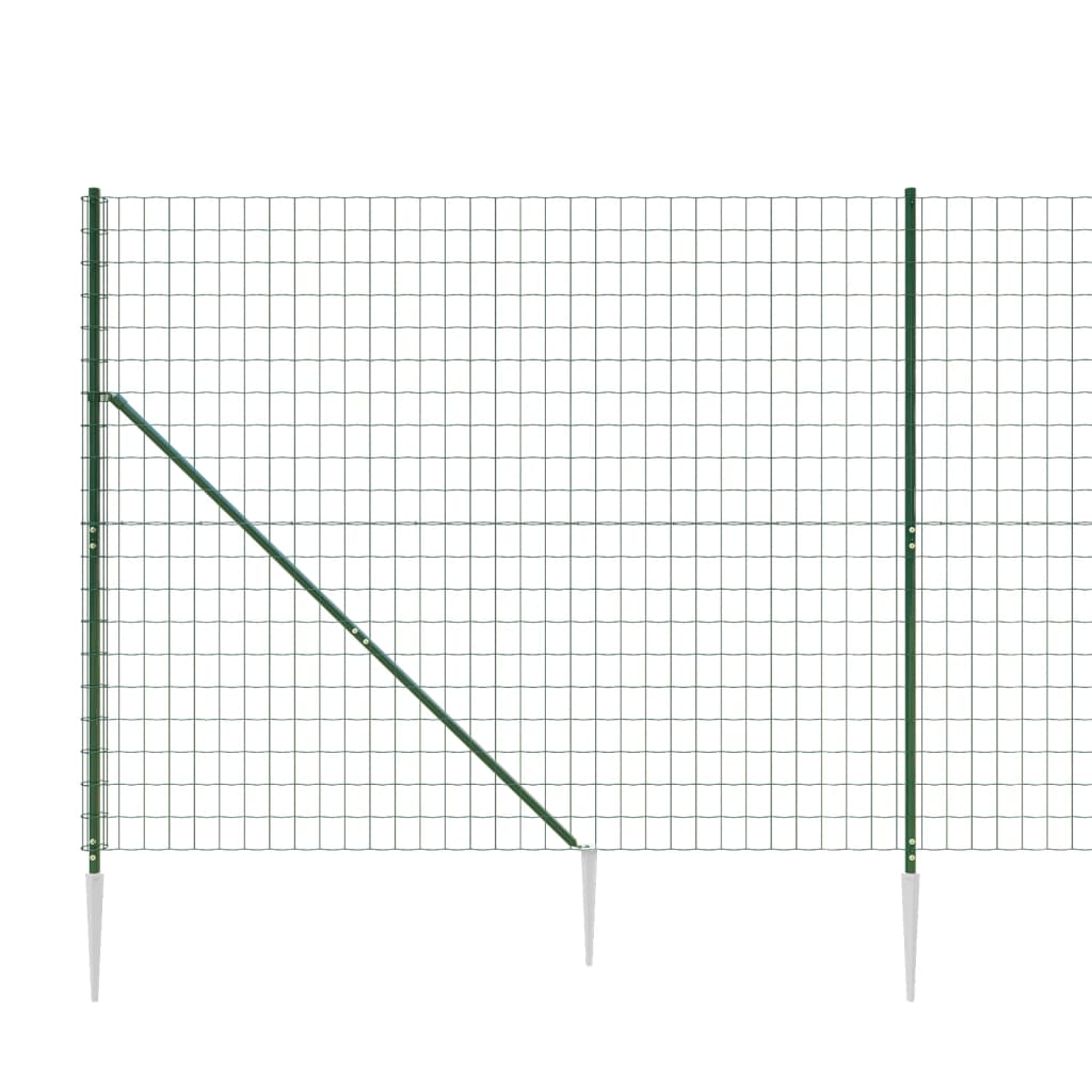 vidaXL Wire Mesh Fence with Spike Anchors Green 1,4x25 m 4