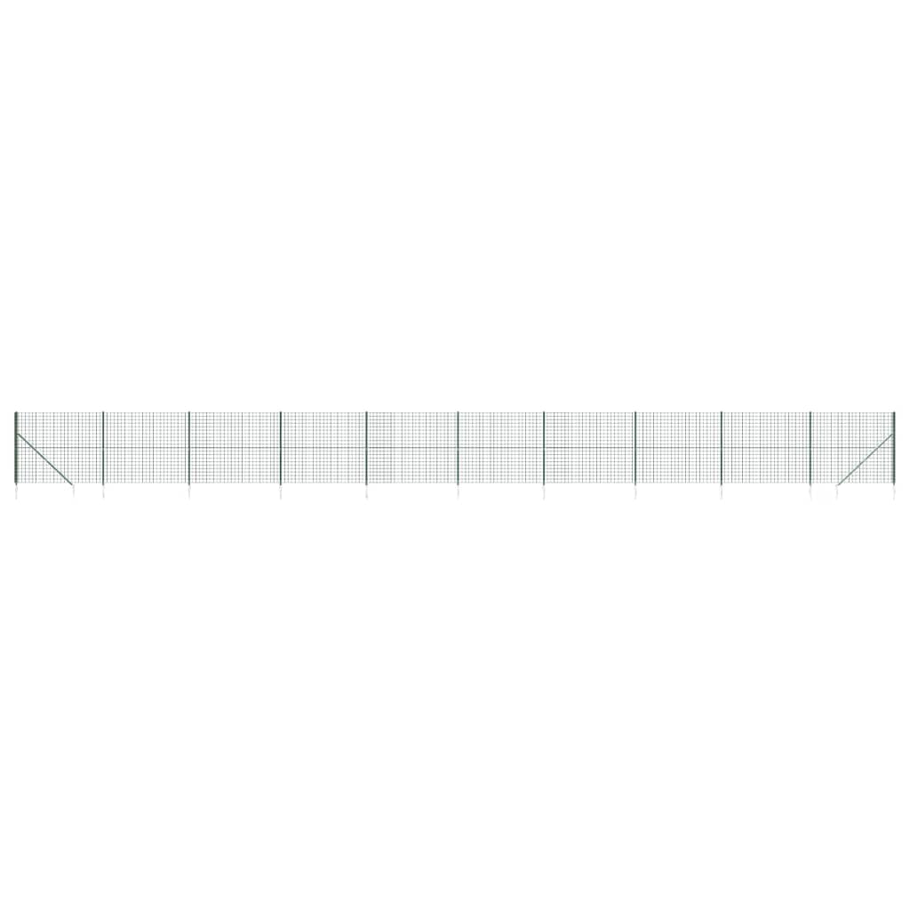 vidaXL Wire Mesh Fence with Spike Anchors Green 2.2x25 m 2