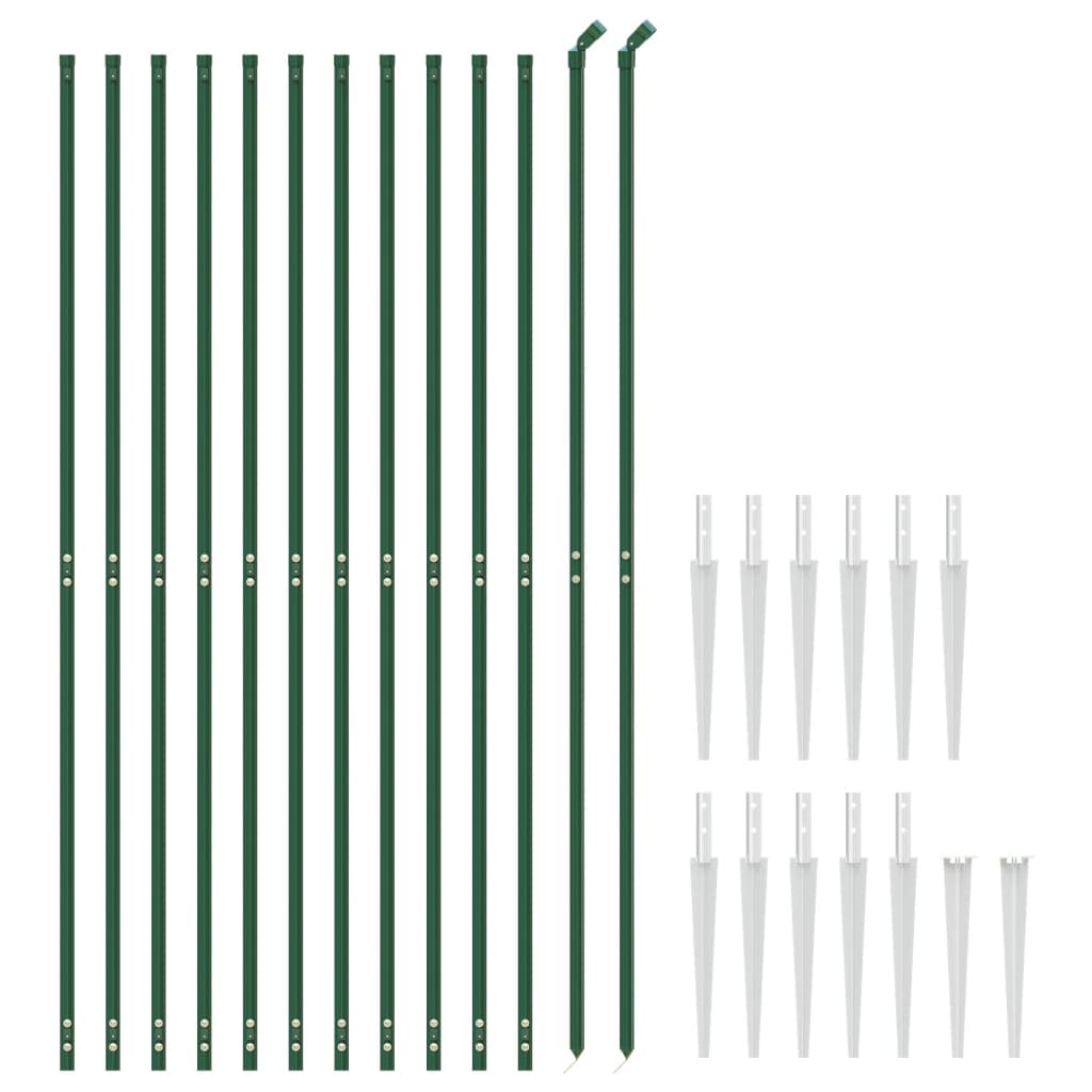 vidaXL Wire Mesh Fence with Spike Anchors Green 2.2x25 m 3