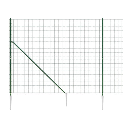 vidaXL Wire Mesh Fence with Spike Anchors Green 2.2x25 m 4