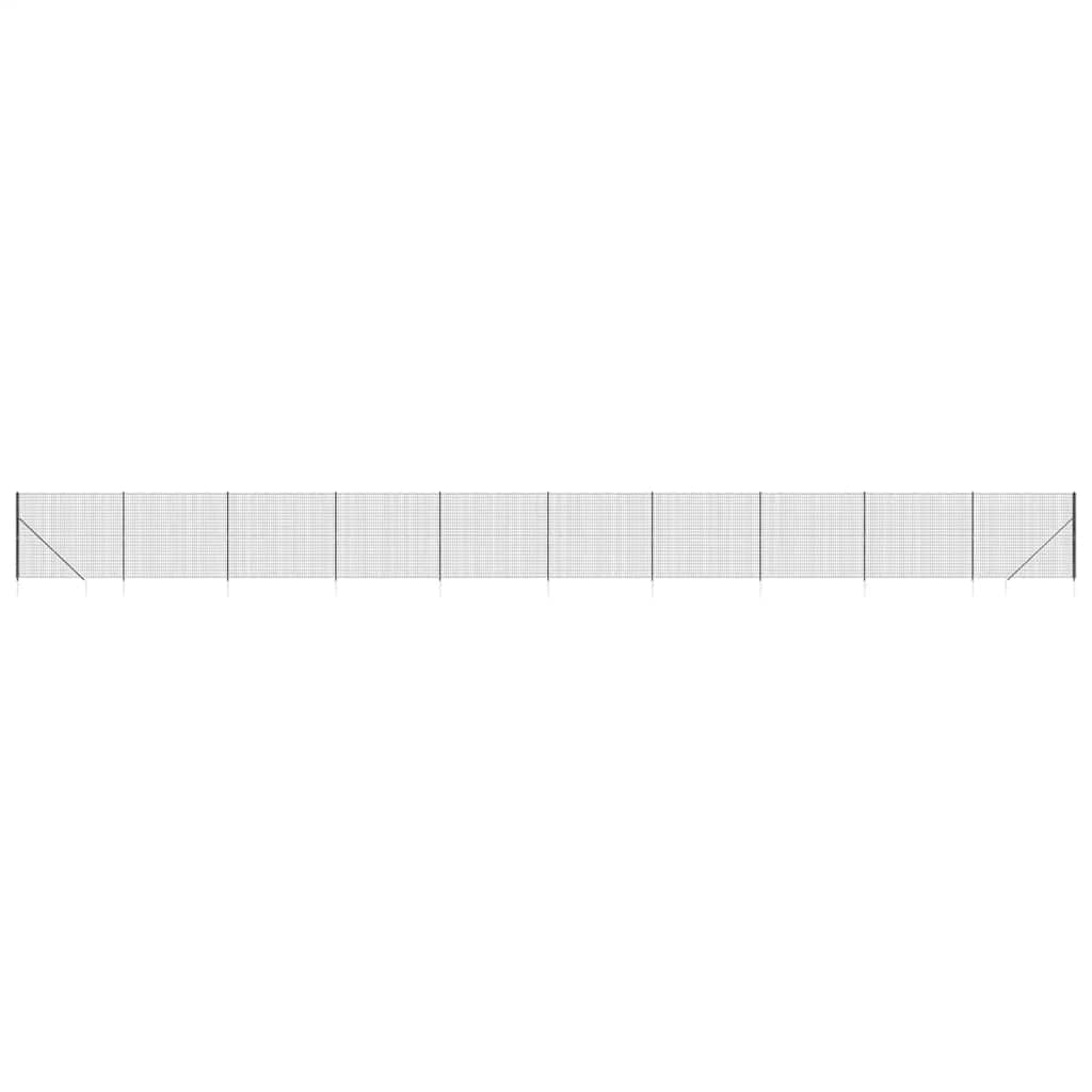 vidaXL Wire Mesh Fence with Spike Anchors Anthracite 2x25 m 2