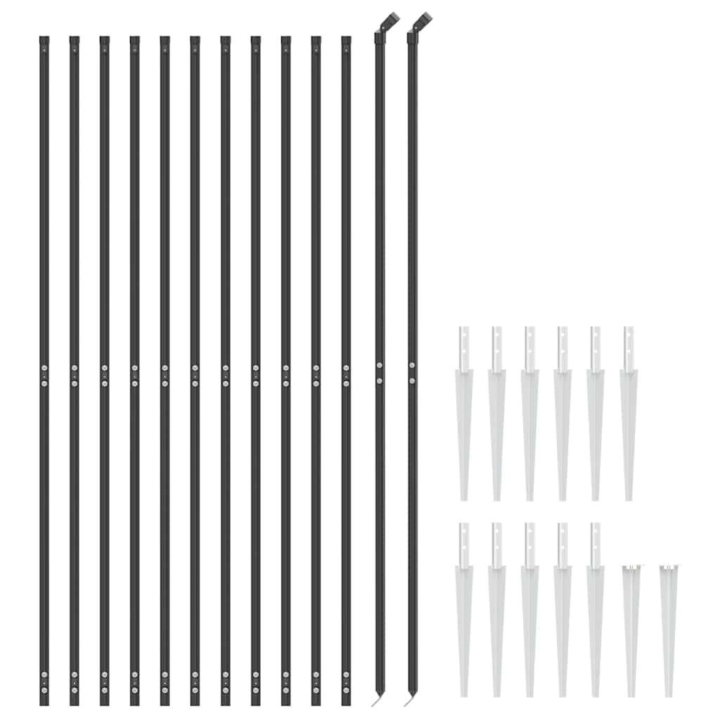 vidaXL Wire Mesh Fence with Spike Anchors Anthracite 2x25 m 3