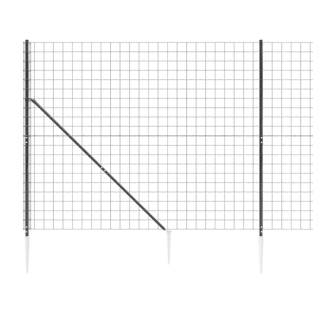 Wire Mesh Fence with Spike Anchors Anthracite 1.6 m 25 m