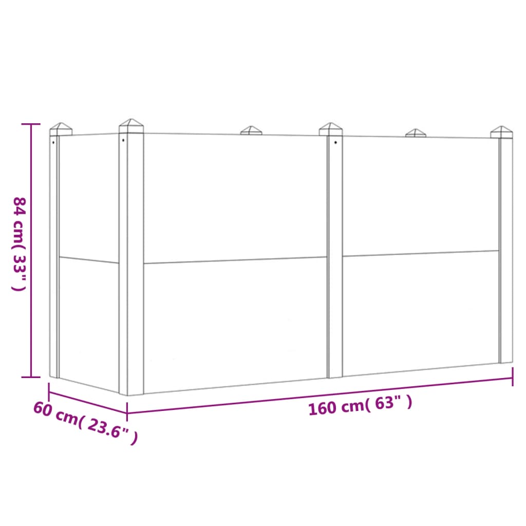 vidaXL Garden Raised Bed 160x60x84 cm Solid Wood Acacia 6