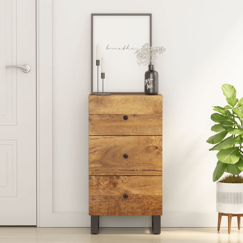 Sideboard with 3 Drawers 40x33,5x75 cm Solid Wood Mango Honey brown