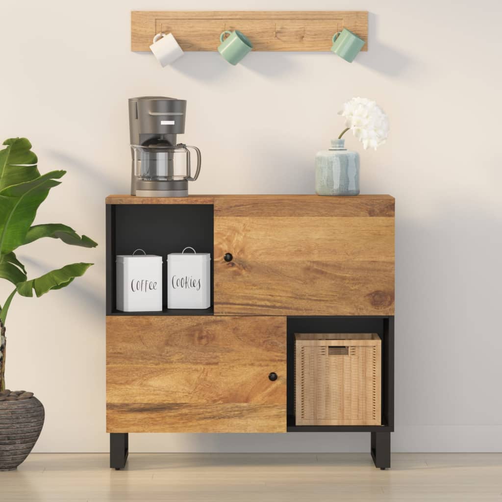 Sideboard with 2 Doors 80x33x75 cm Solid Wood Mango Honey brown