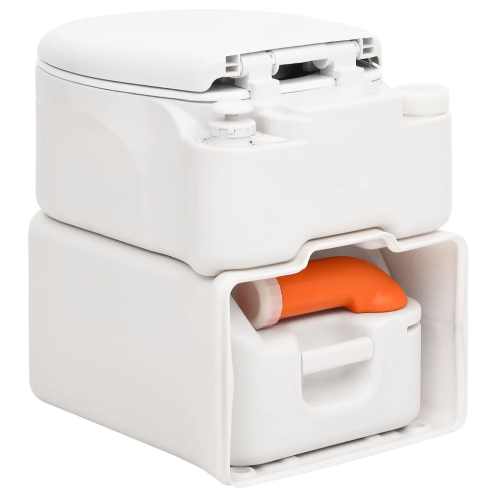 vidaXL Integrated Camping Toilet White 24+17 L HDPE&Enamel 5