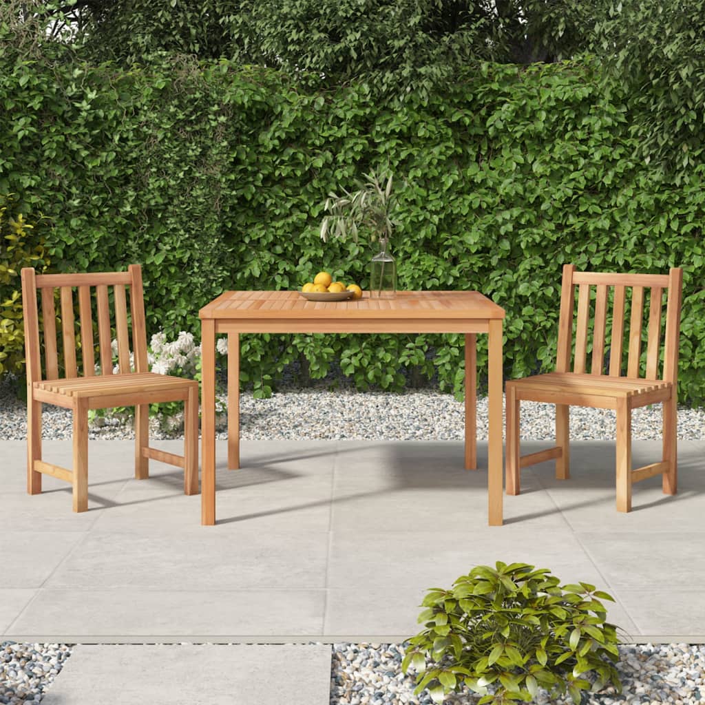 3 Piece Garden Dining Set Solid Wood Teak 110 cm table length 2x chair + table