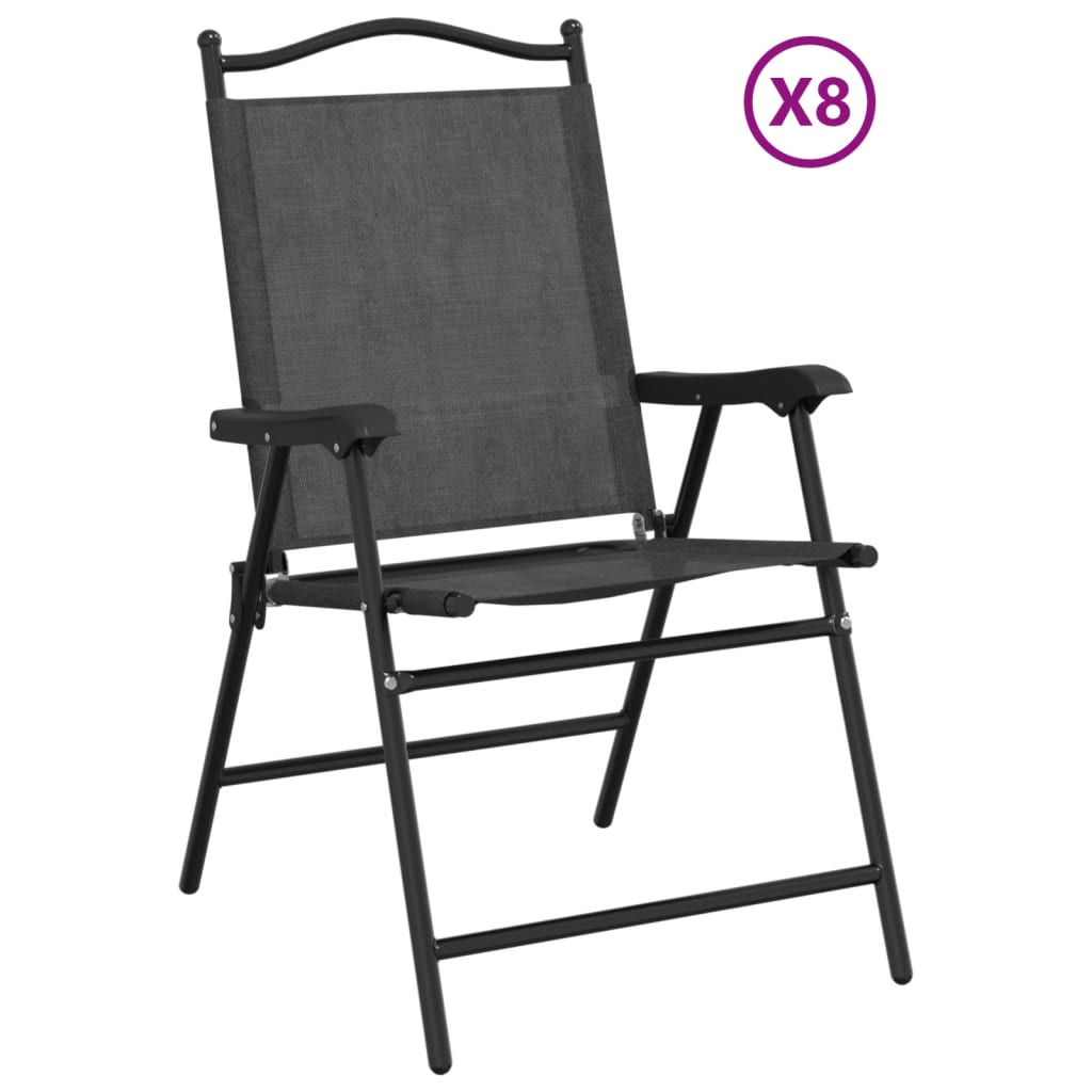 vidaXL Folding Chairs 8 pcs Melange Grey Steel and Textilene 2