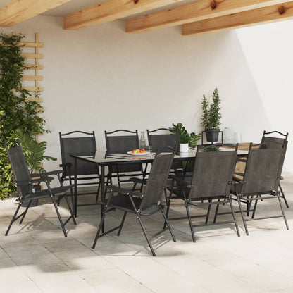 vidaXL Folding Chairs 8 pcs Melange Grey Steel and Textilene 3