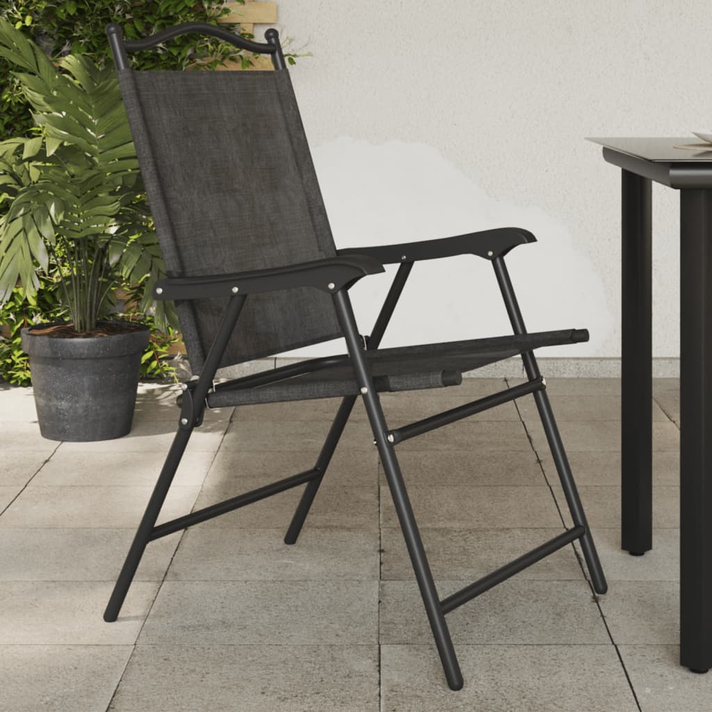 vidaXL Folding Chairs 8 pcs Melange Grey Steel and Textilene 1