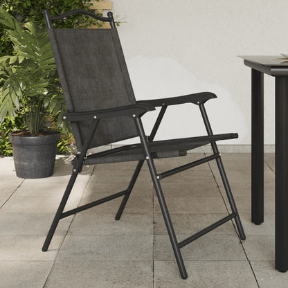 vidaXL Folding Chairs 8 pcs Melange Grey Steel and Textilene 1