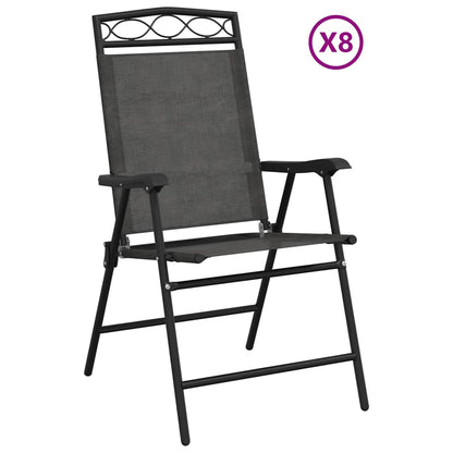 vidaXL Folding Chairs 8 pcs Melange Grey Steel and Textilene 2