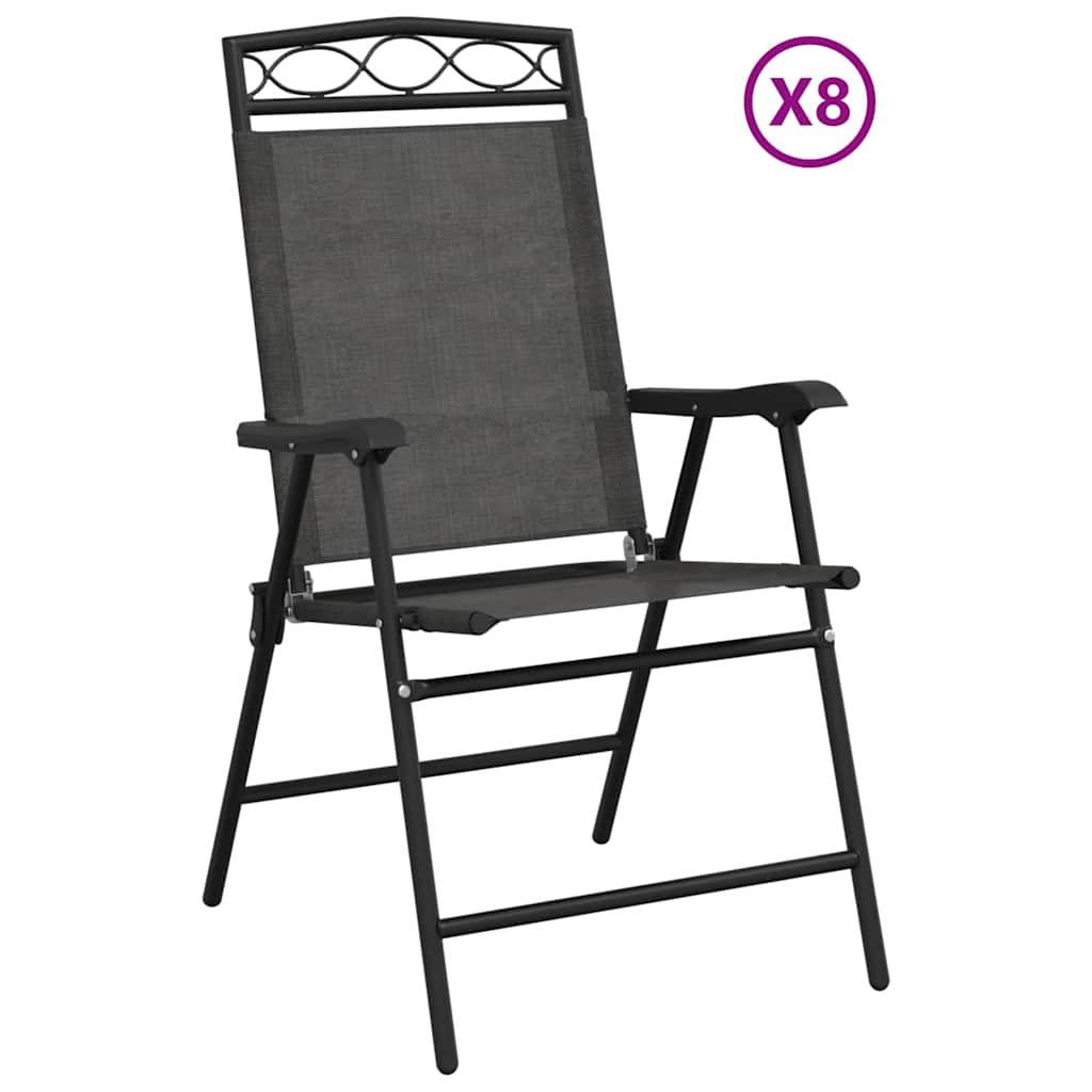 Folding Chairs Melange Grey Steel and Textilene 8