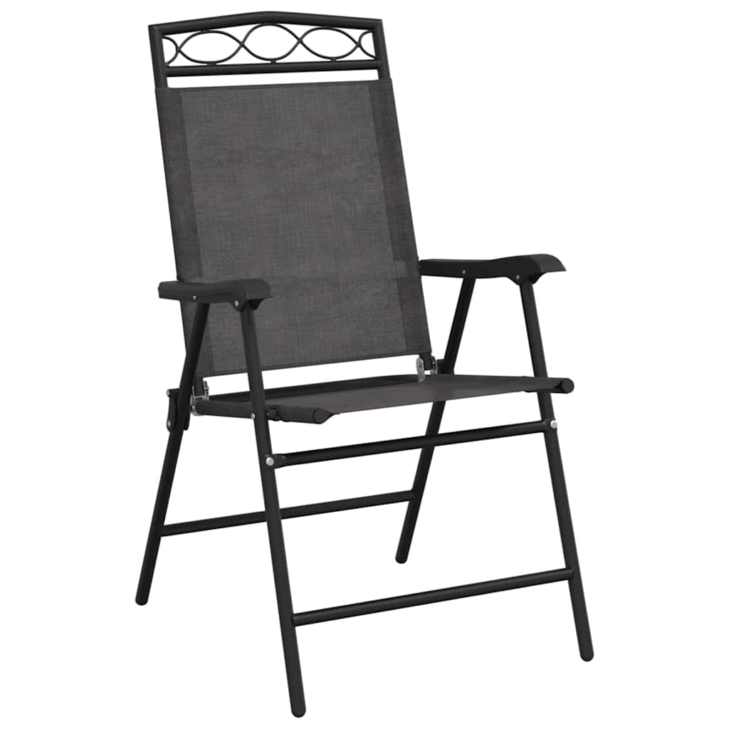 vidaXL Folding Chairs 8 pcs Melange Grey Steel and Textilene 3