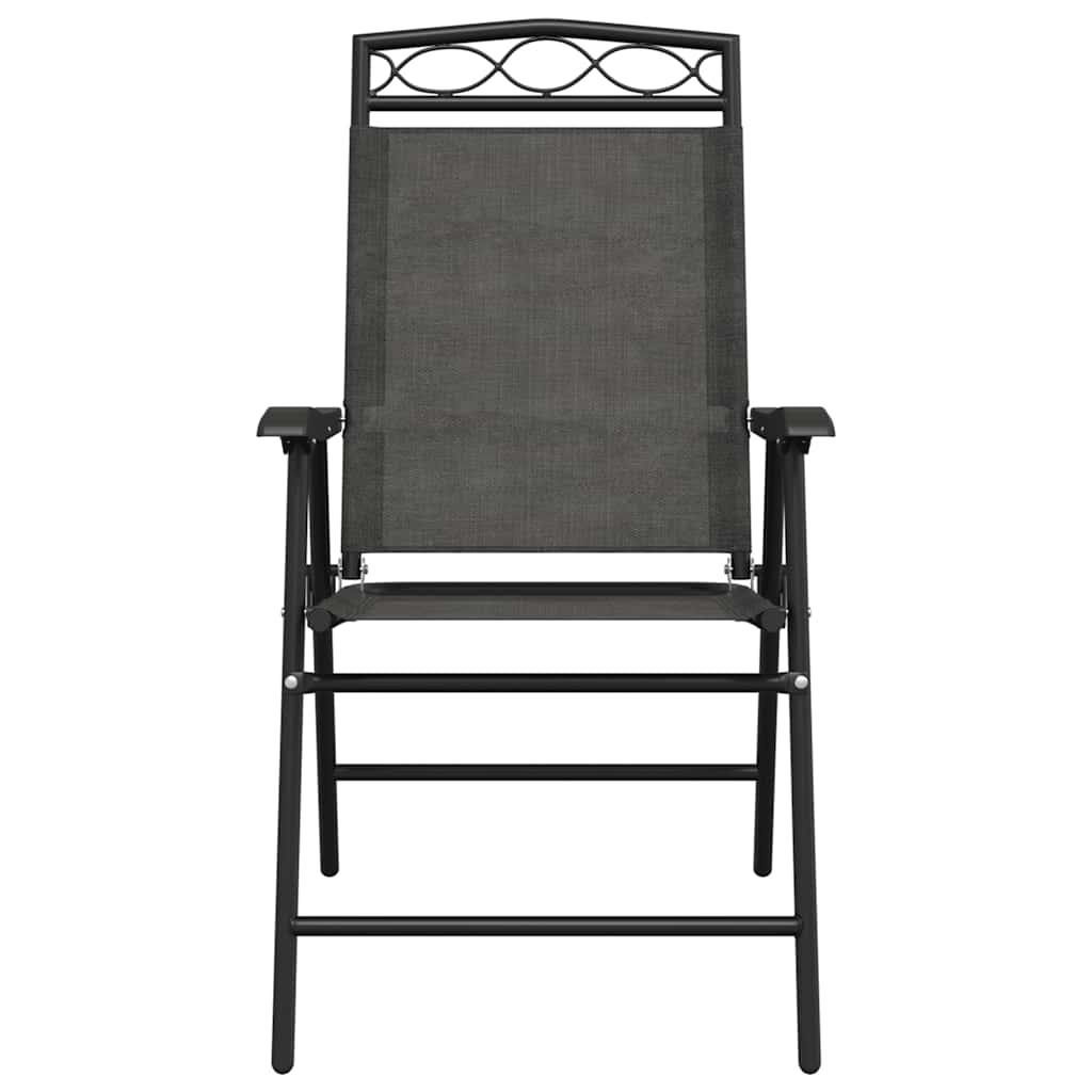 vidaXL Folding Chairs 8 pcs Melange Grey Steel and Textilene 5