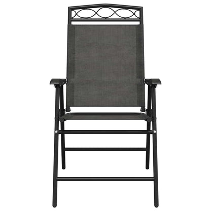 vidaXL Folding Chairs 8 pcs Melange Grey Steel and Textilene 5