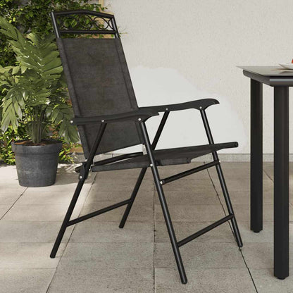 vidaXL Folding Chairs 8 pcs Melange Grey Steel and Textilene 1