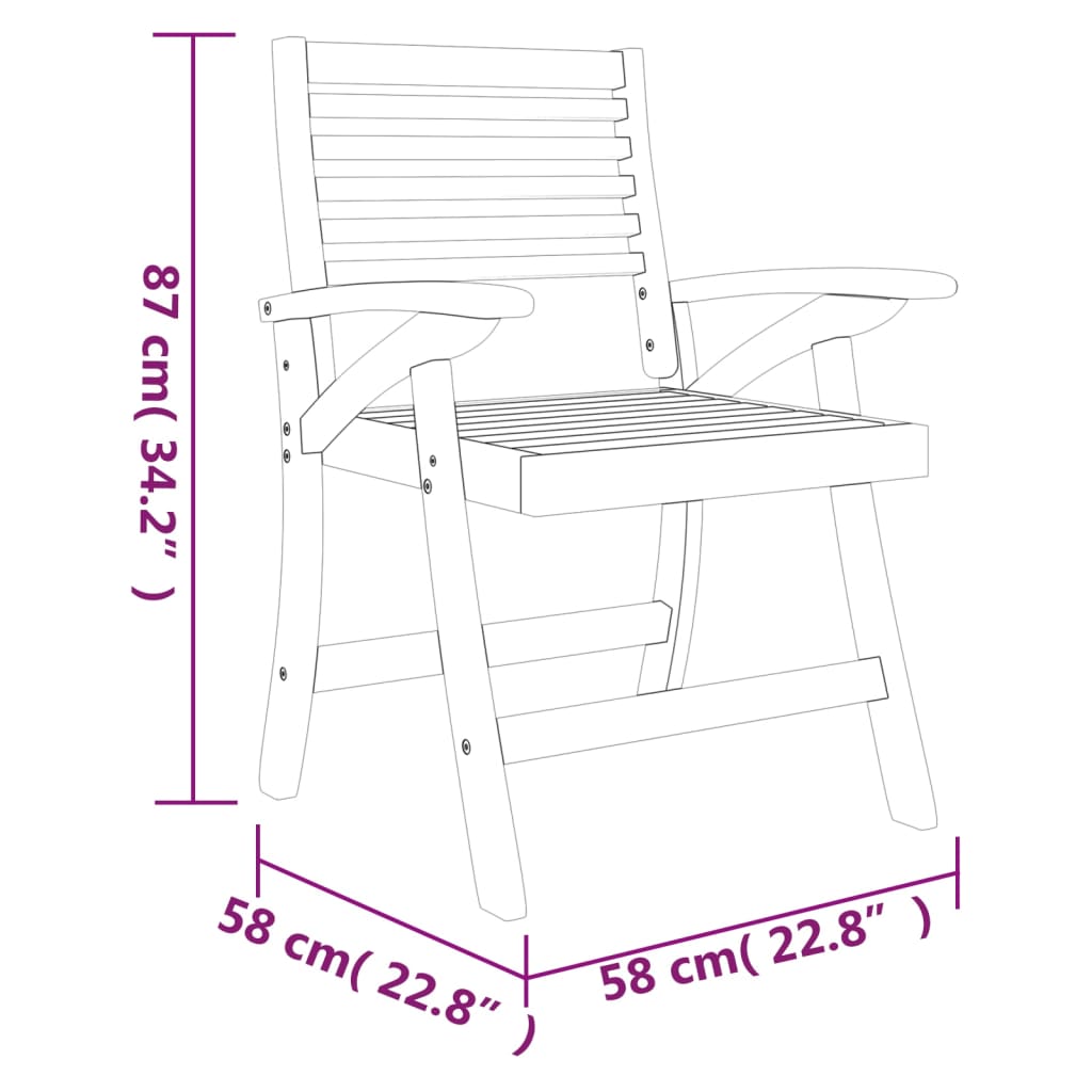 vidaXL Garden Chairs 4 pcs 58x58x87 cm Solid Wood Acacia 5