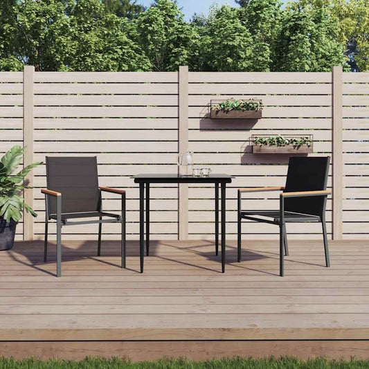 Garden Chairs Black 55x61,5x90 cm Textilene and Steel 2
