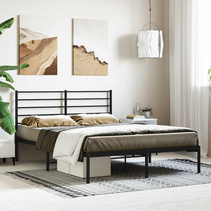 Metal Bed Frame without Mattress with Headboard Black 120 cm 190 cm