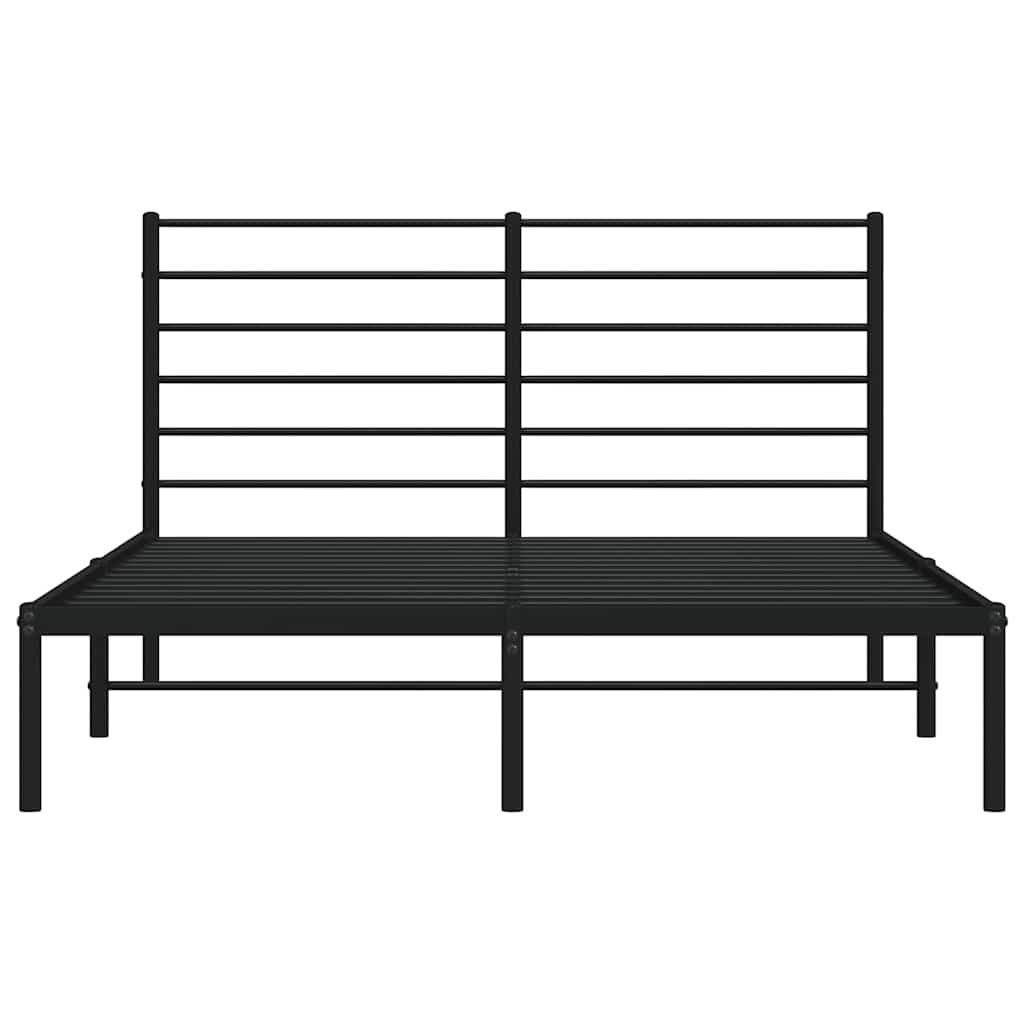 Metal Bed Frame without Mattress with Headboard Black 140 cm 190 cm
