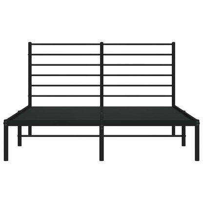 Metal Bed Frame without Mattress with Headboard Black 140 cm 190 cm