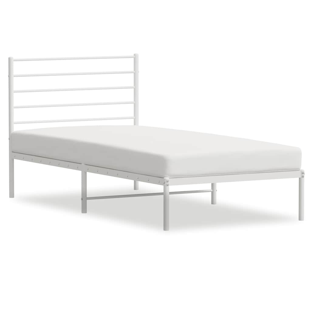 Metal Bed Frame without Mattress with Headboard White 90 cm 200 cm