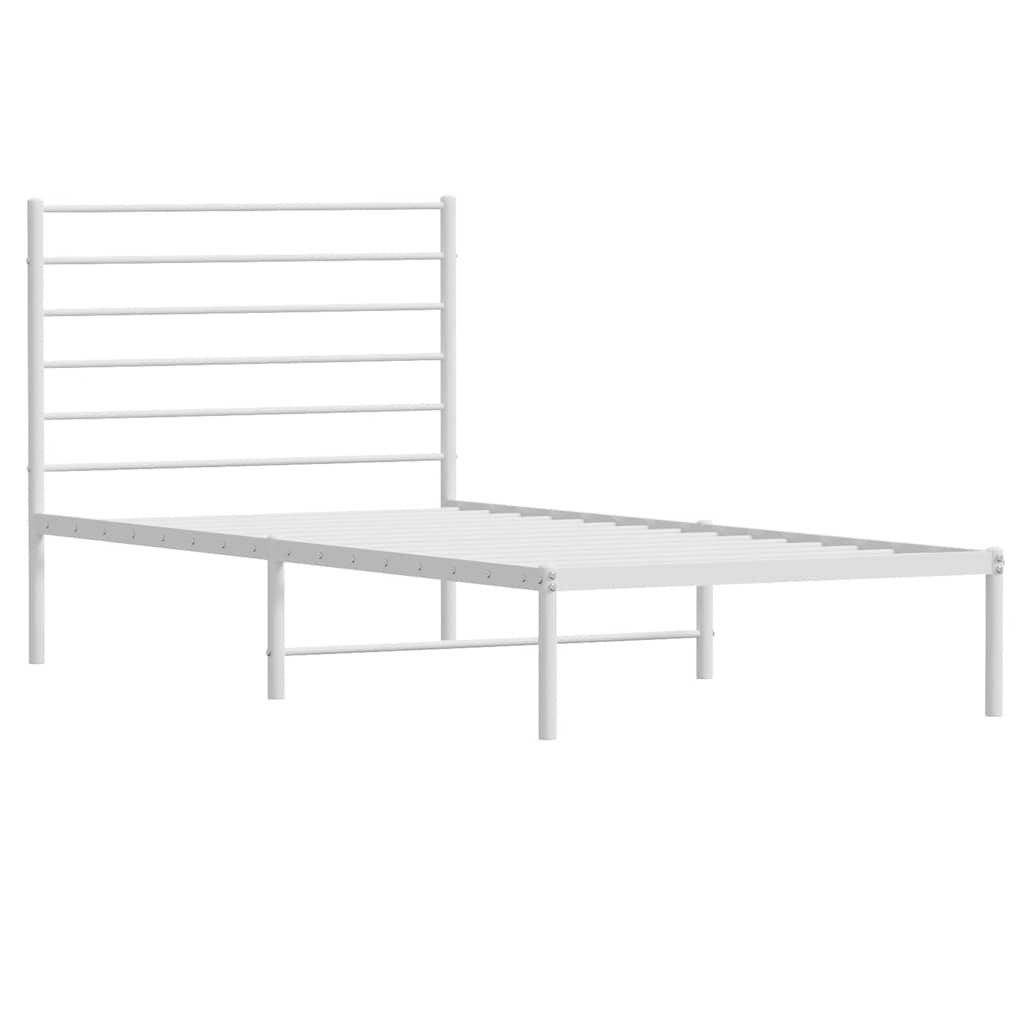 Metal Bed Frame without Mattress with Headboard White 90 cm 200 cm