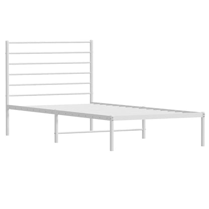 Metal Bed Frame without Mattress with Headboard White 90 cm 200 cm