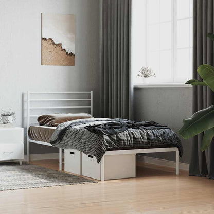 Metal Bed Frame without Mattress with Headboard White 90 cm 200 cm