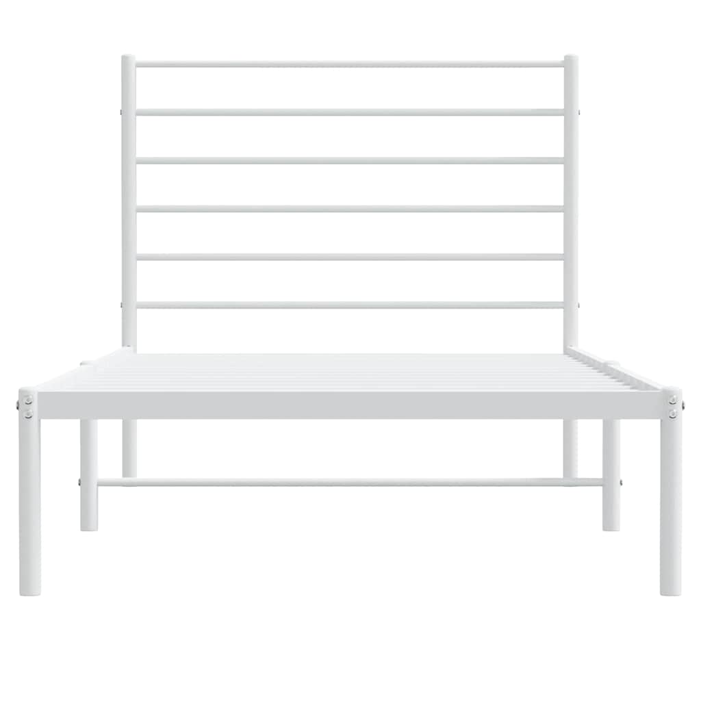 Metal Bed Frame without Mattress with Headboard White 90 cm 200 cm