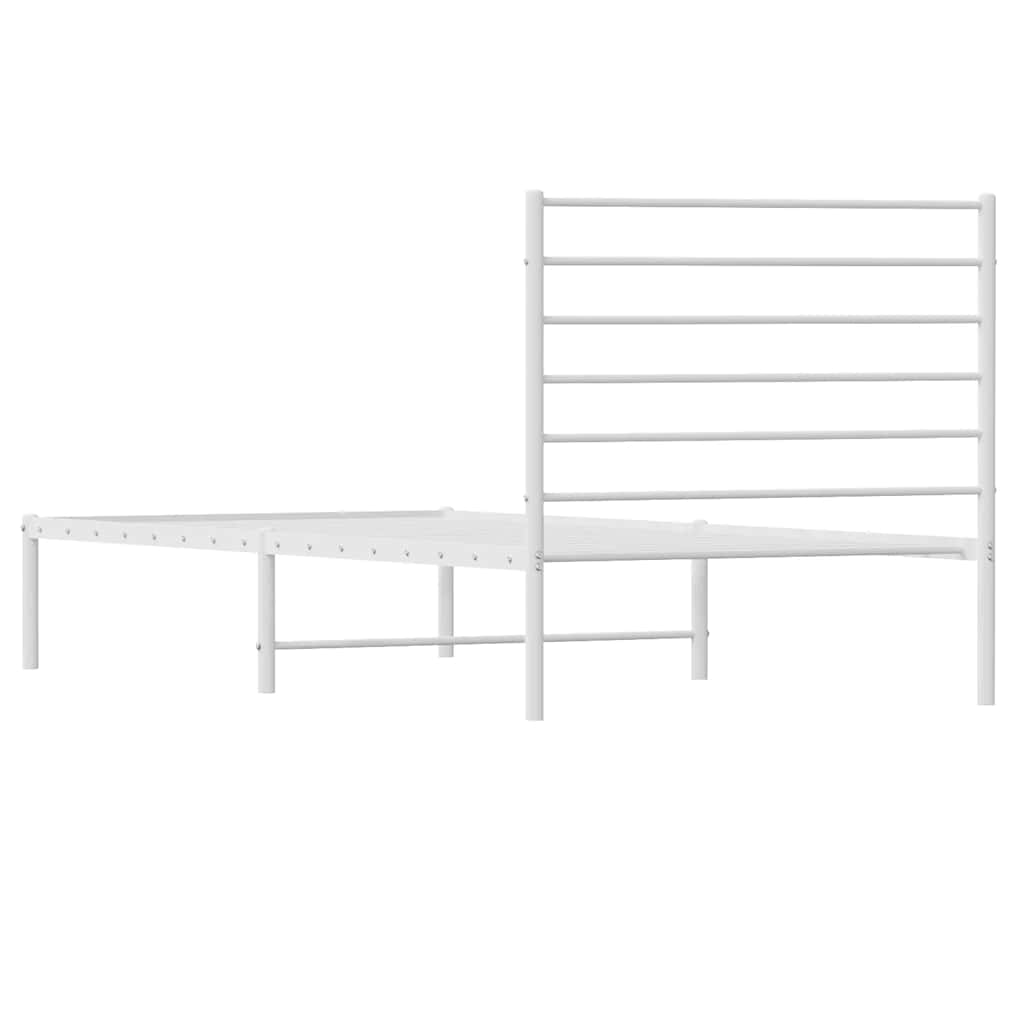 Metal Bed Frame without Mattress with Headboard White 90 cm 200 cm