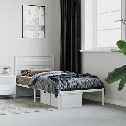 Metal Bed Frame without Mattress with Headboard White 90 cm 200 cm
