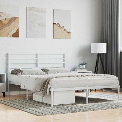 Metal Bed Frame without Mattress with Headboard White 120 cm 190 cm