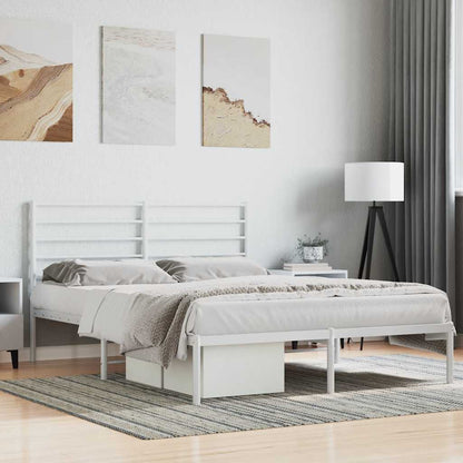 Metal Bed Frame without Mattress with Headboard White 120 cm 200 cm