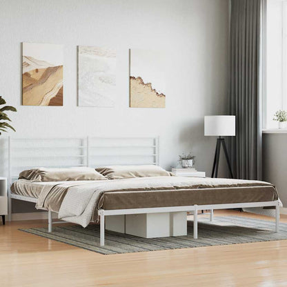 Metal Bed Frame without Mattress with Headboard White 180 cm 200 cm