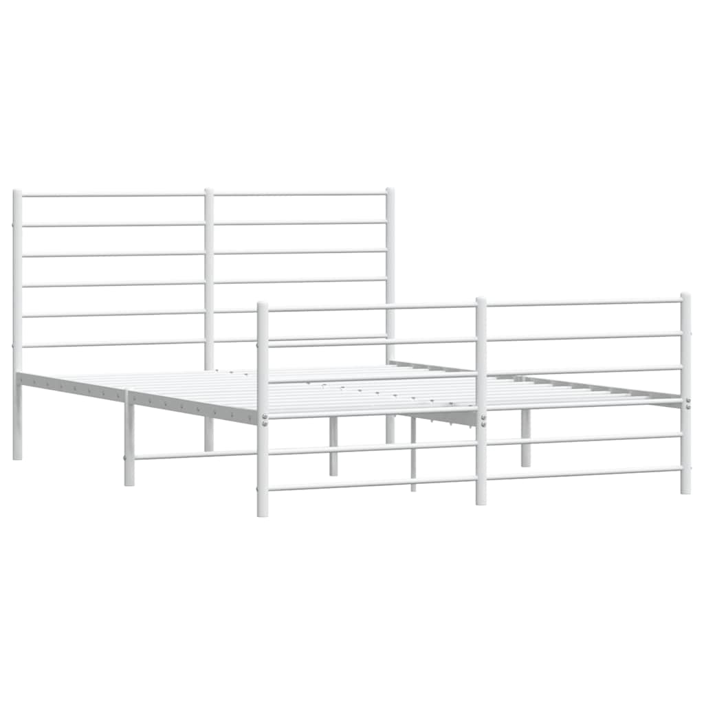 Metal Bed Frame without Mattress with Footboard with Headboard & Footboard White 140 cm 200 cm