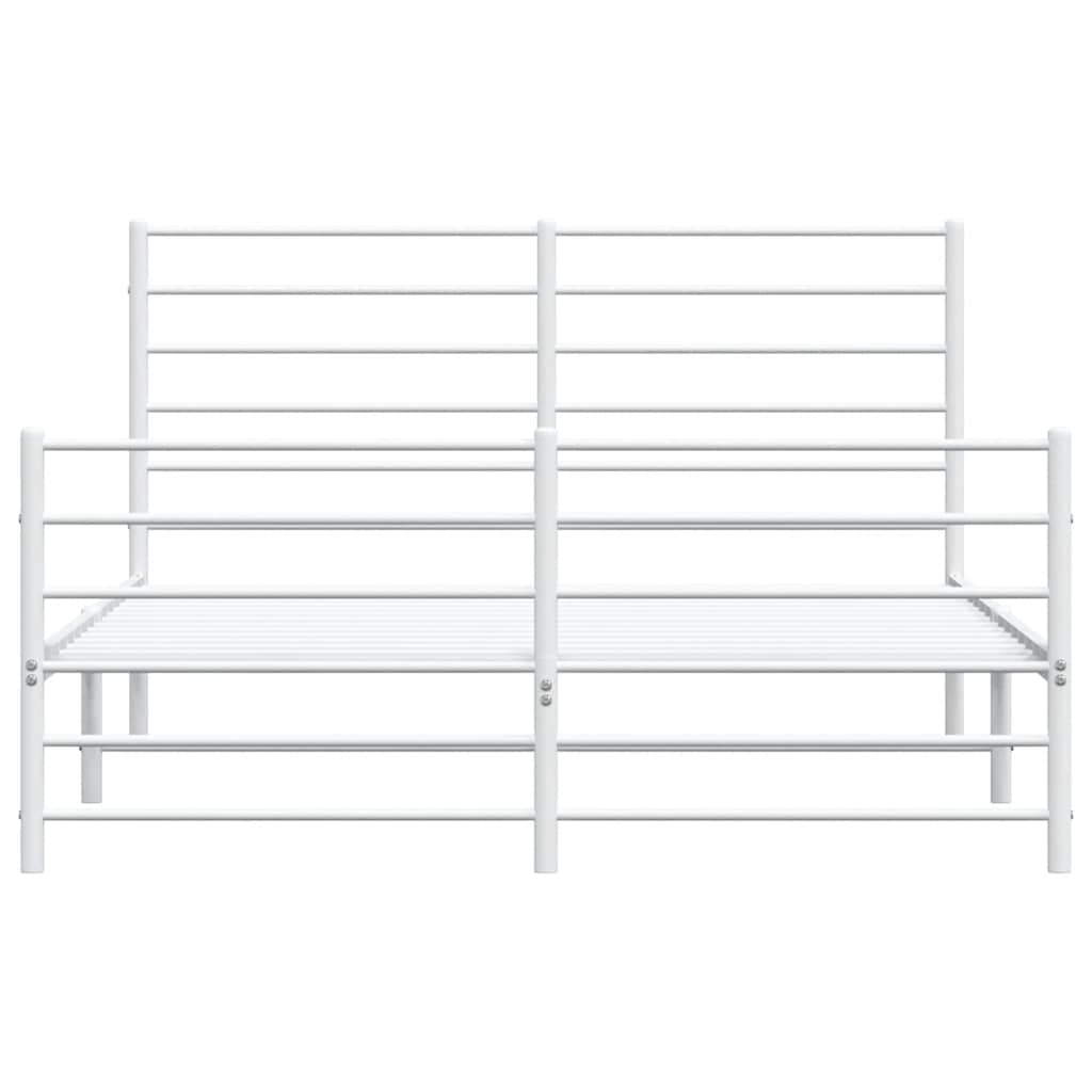 Metal Bed Frame without Mattress with Footboard with Headboard & Footboard White 140 cm 200 cm