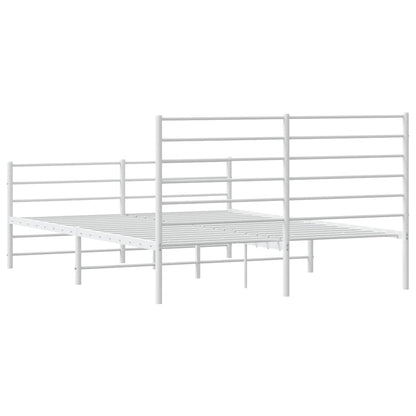 Metal Bed Frame without Mattress with Footboard with Headboard & Footboard White 140 cm 200 cm