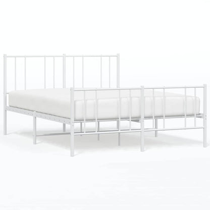 Metal Bed Frame without Mattress with Footboard with Headboard & Footboard White 150 cm 200 cm