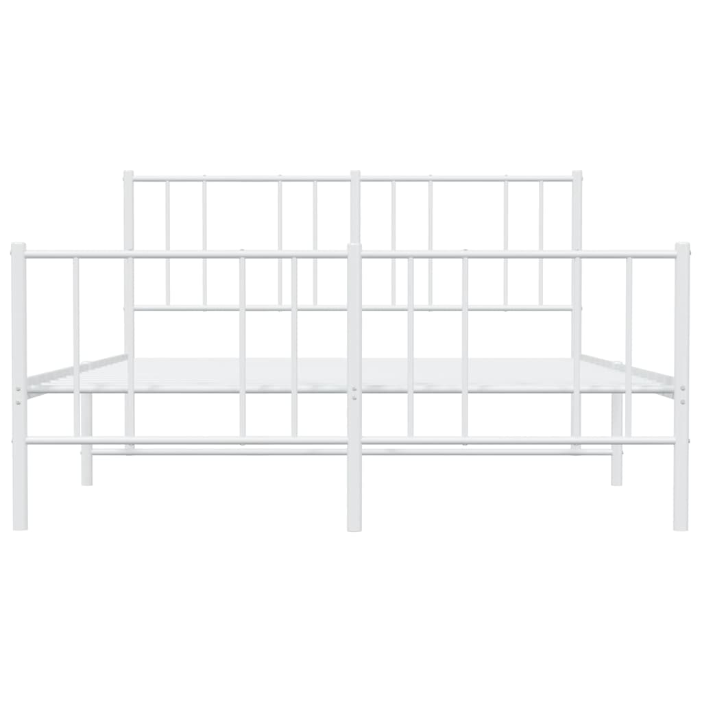 Metal Bed Frame without Mattress with Footboard with Headboard & Footboard White 150 cm 200 cm