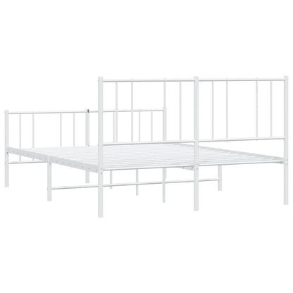 Metal Bed Frame without Mattress with Footboard with Headboard & Footboard White 150 cm 200 cm