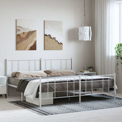 Metal Bed Frame without Mattress with Footboard with Headboard & Footboard White 183 cm 213 cm