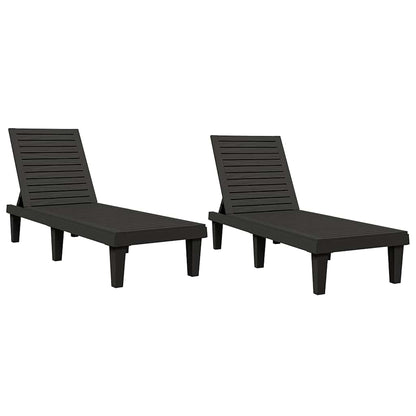 vidaXL Sun Loungers 2 pcs Black 155x58x83 cm Polypropylene 2
