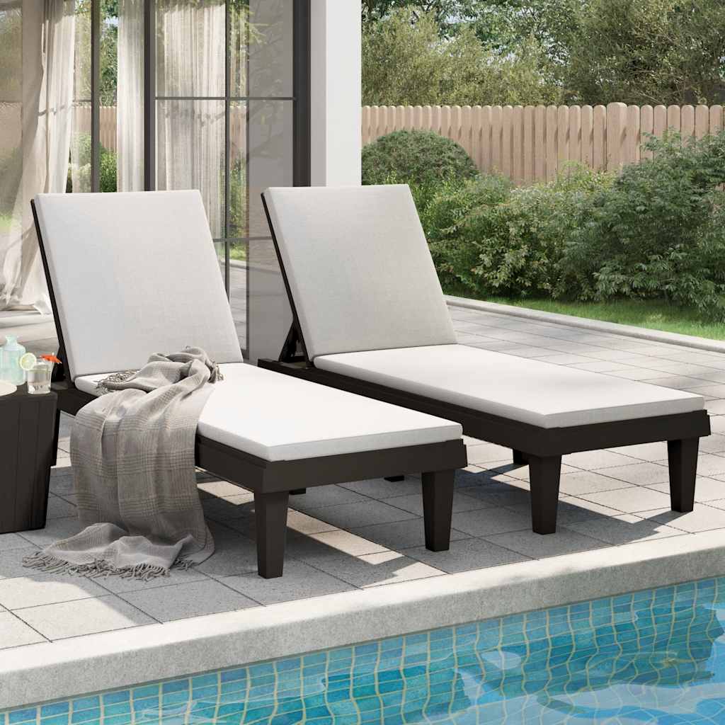 vidaXL Sun Loungers 2 pcs Black 155x58x83 cm Polypropylene 3