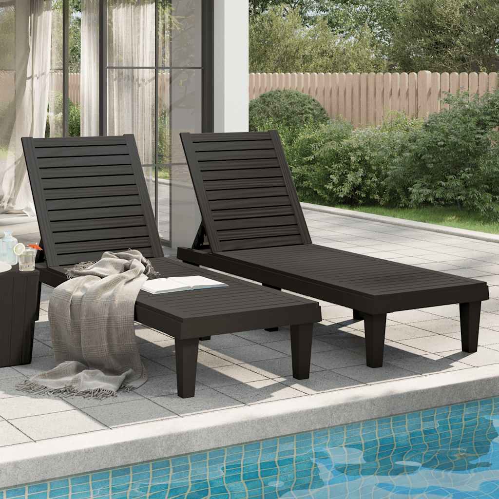 vidaXL Sun Loungers 2 pcs Black 155x58x83 cm Polypropylene 1
