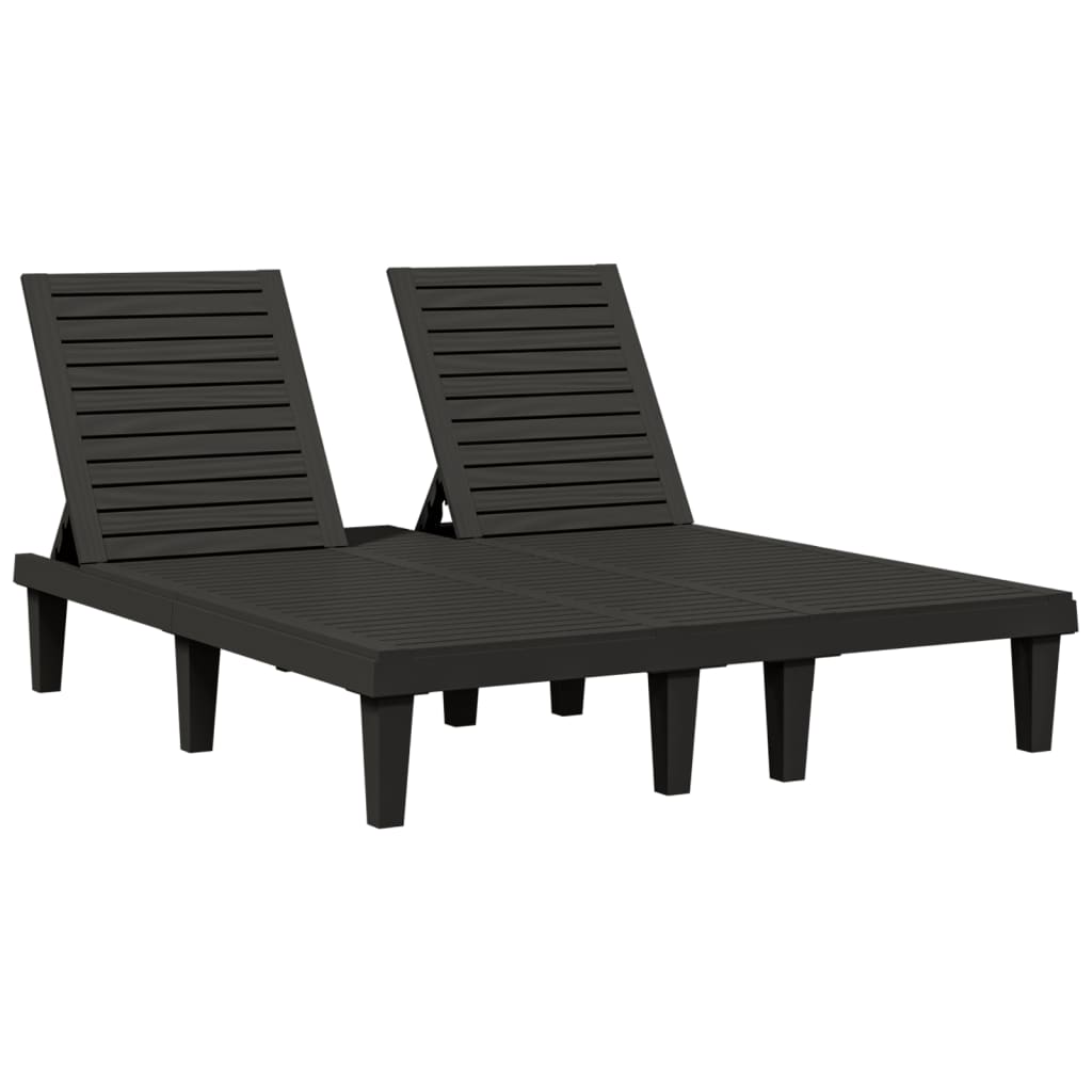 vidaXL Double Sun Lounger Black 155x138x83 cm Polypropylene 2