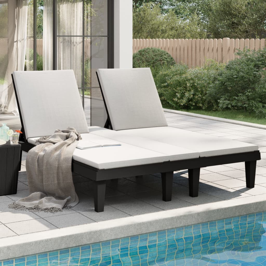 vidaXL Double Sun Lounger Black 155x138x83 cm Polypropylene 3